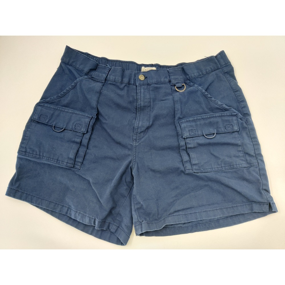 Ocean‎ Coast Cargo Shorts Navy Blue Relaxed Fit Elastic Waist Mens XL